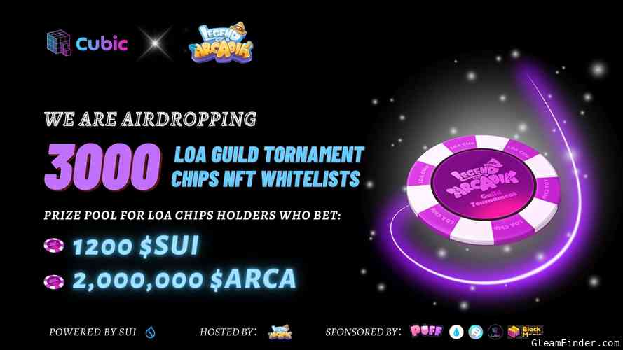 Get Whitelisted for LoA Chips NFT and unlock a prize pool of 1200 $SUI and 2,000,000 $ARCA
