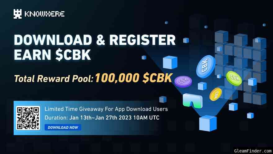 Knowhere Giveaway - 100,000 $CBK Download & Register Campaign