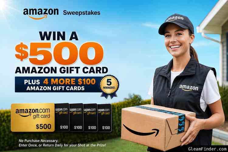 ENTER to WIN! Get Your Shot at a $500 Amazon Gift Card, Plus 4 More $100 Prizes. 5 WINNERS - DAILY ENTRIES - LET'S GO!