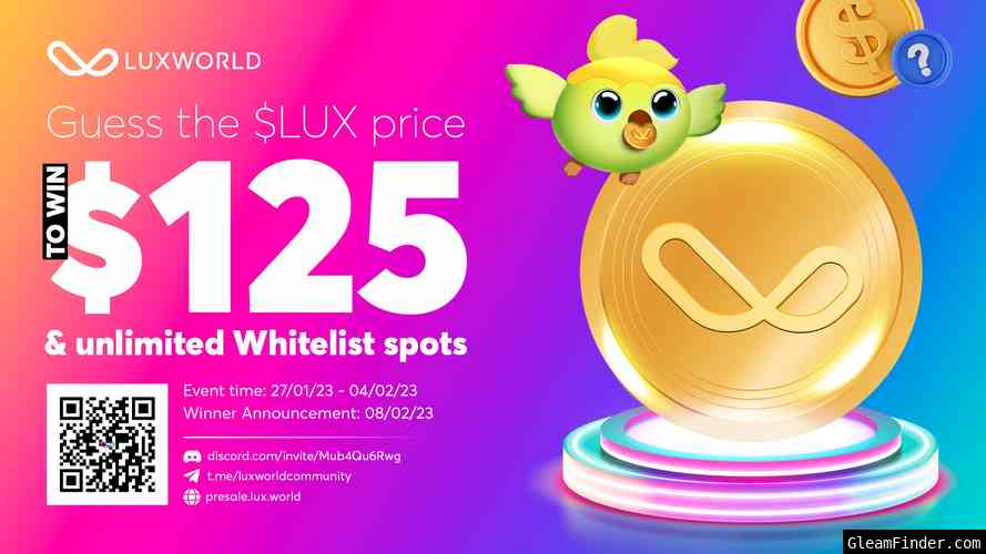 [$125 USDT + Whitelist] Guess The $LUX Token Listing Price