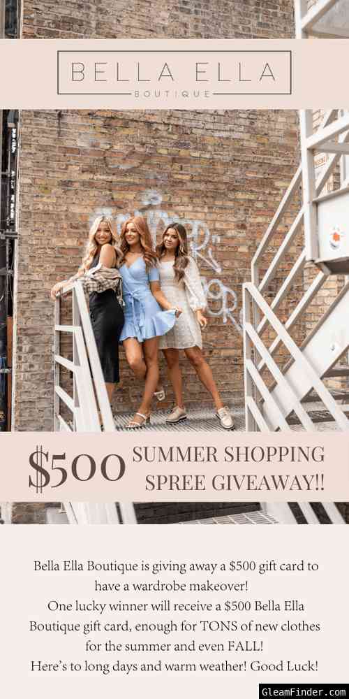 $500 Bella Ella Boutique Summer Shopping Spree Giveaway