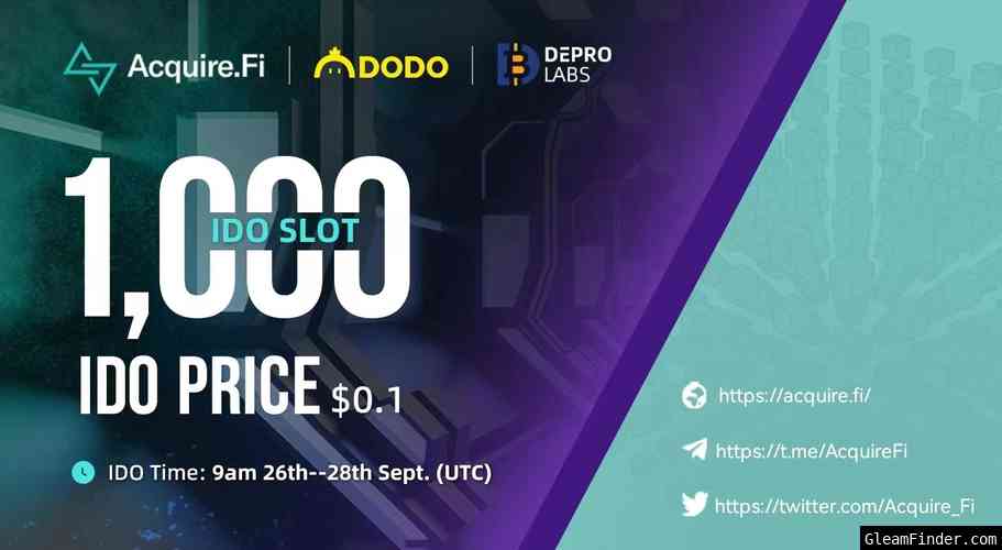 Depro Labs x Acquire.Fi IDO Community Whitelist on DODO