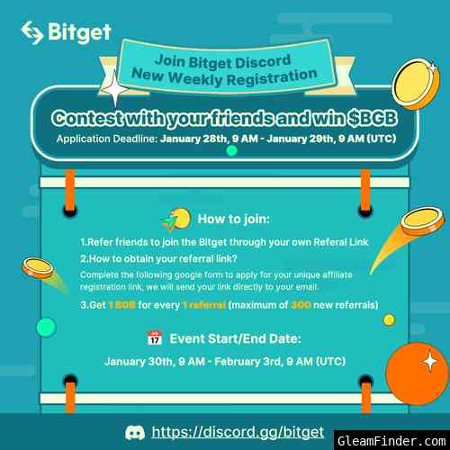 Bitget Discord New Weekly Registration Contest