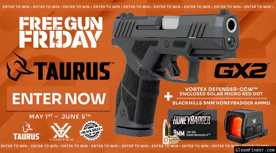 May Free Gun Friday: Taurus GX2 TORO, Vortex Defender, and Black Hills