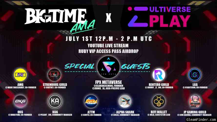 【Big Time Ｘ Multiverse Play AMA】-ATTM Game Guild- Ruby Access Pass Card X1 Giveaway