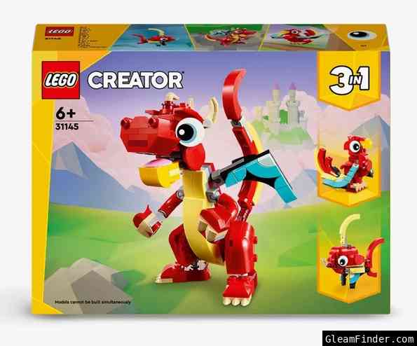 Win a LEGO® Creator 3-in-1 Red Dragon playset.